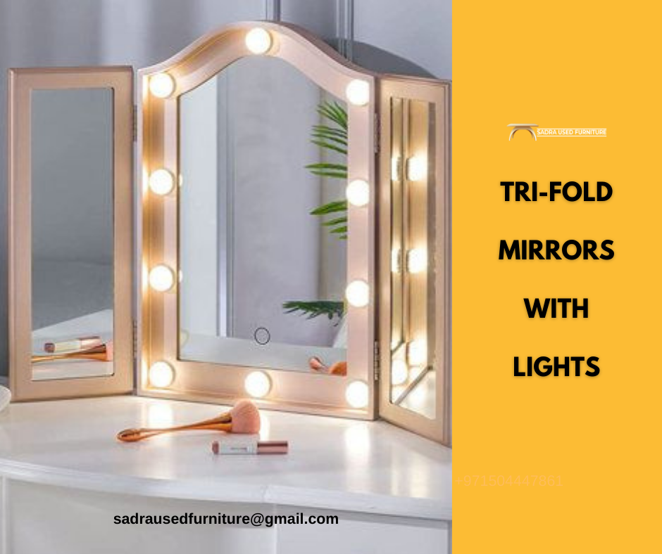 Tri-Fold Mirrors with Lights